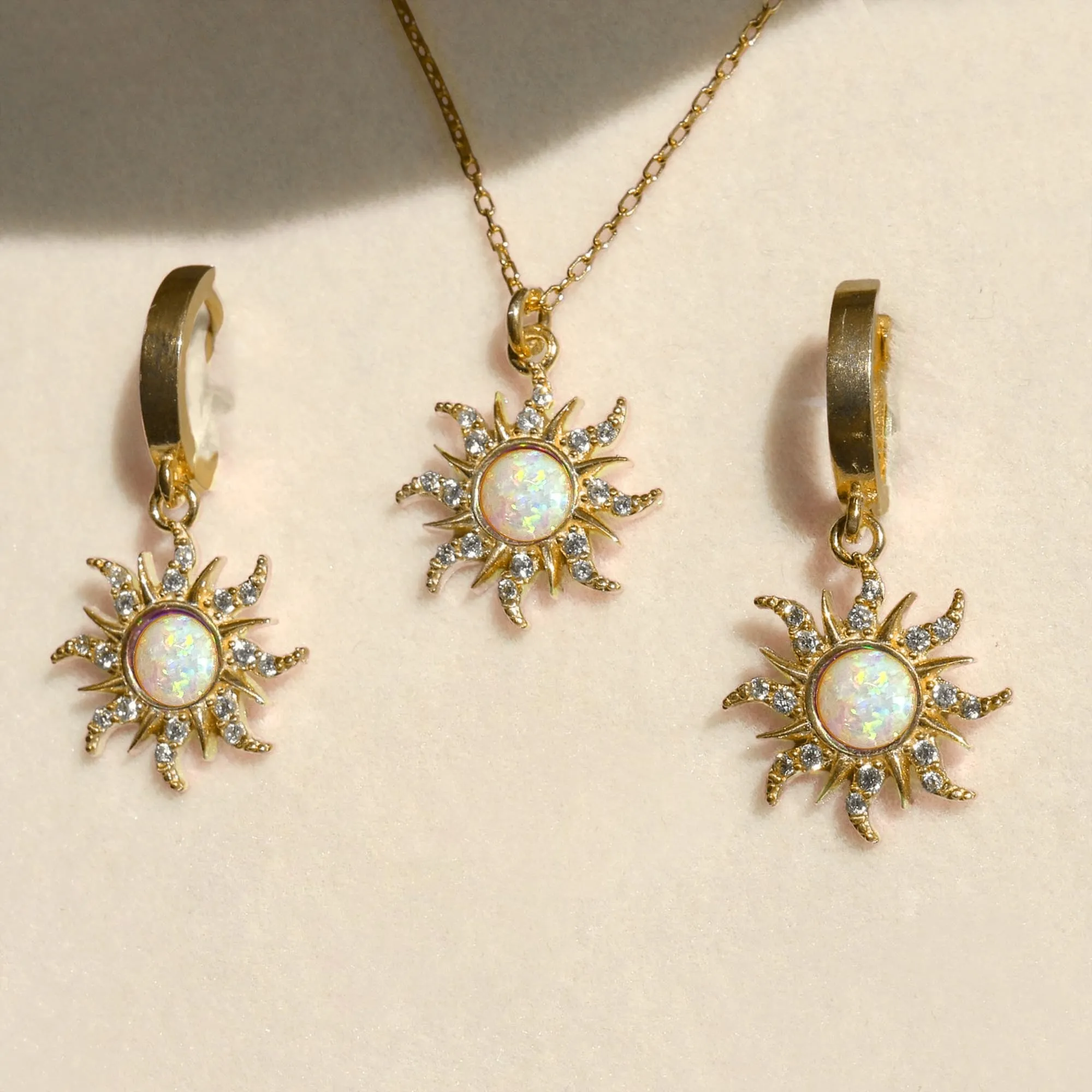 Boxed Celestial Opal Necklace and Earrings Set