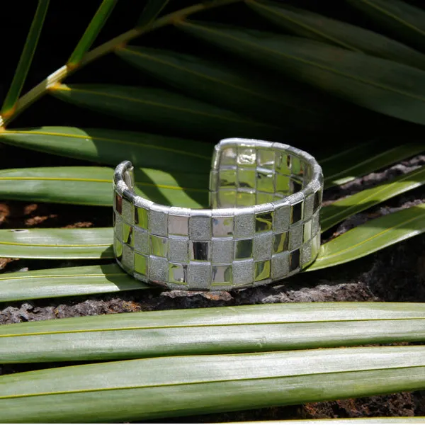 Bracelet - Cuff Sterling Silver Woven 3 Line Lauhala Collection