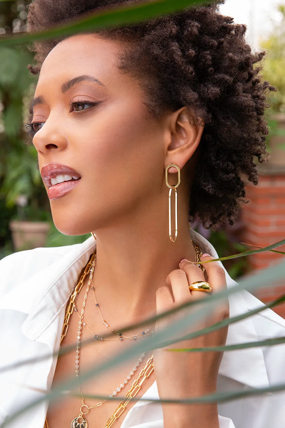 brass dome ring with pave detail