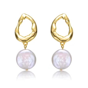 Brigitte Boho Golden Circle Pearl Earrings