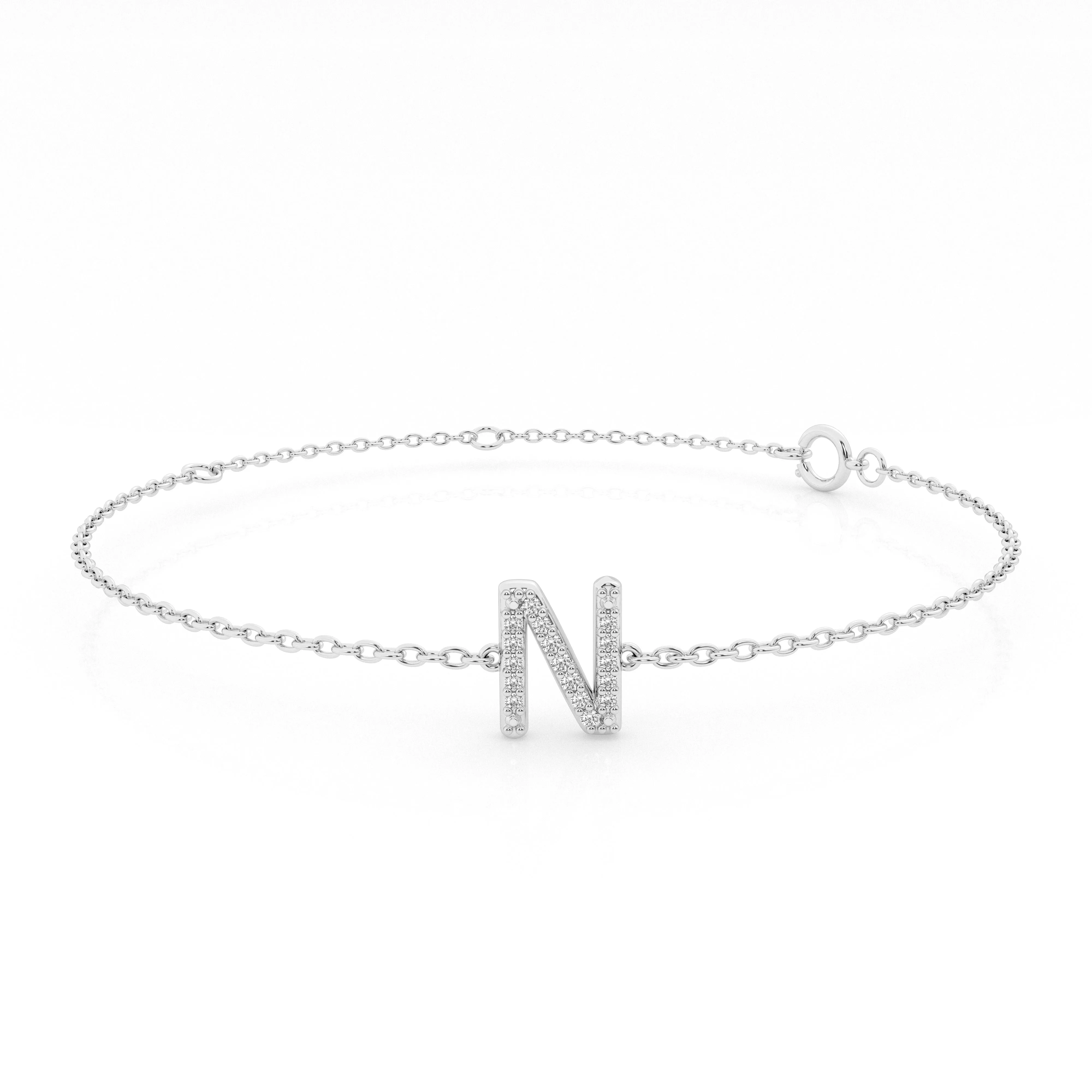 Brilliant Claw Initial Chain Bracelet with 0.05ct of Diamonds in Sterling Silver