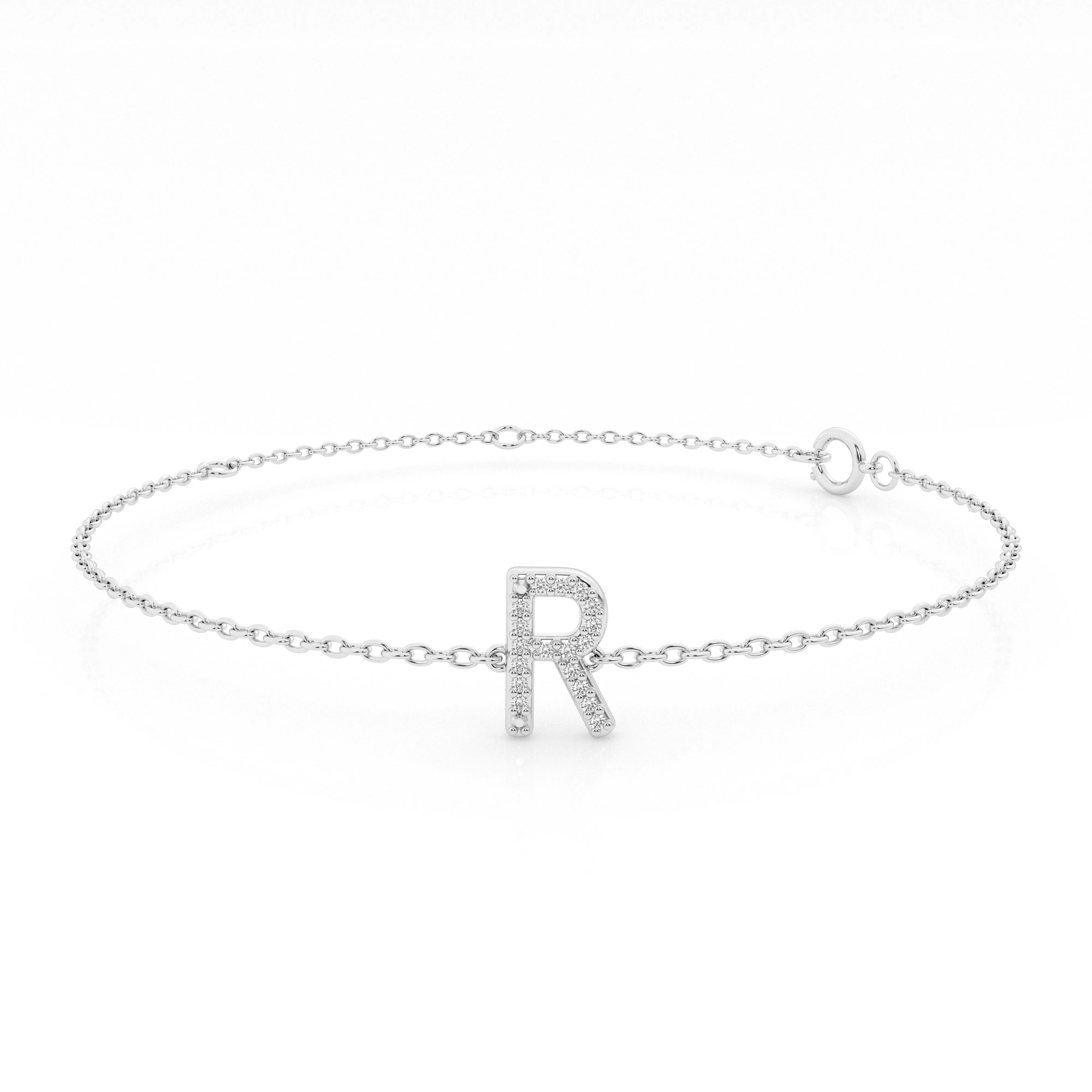 Brilliant Claw Initial Chain Bracelet with 0.05ct of Diamonds in Sterling Silver