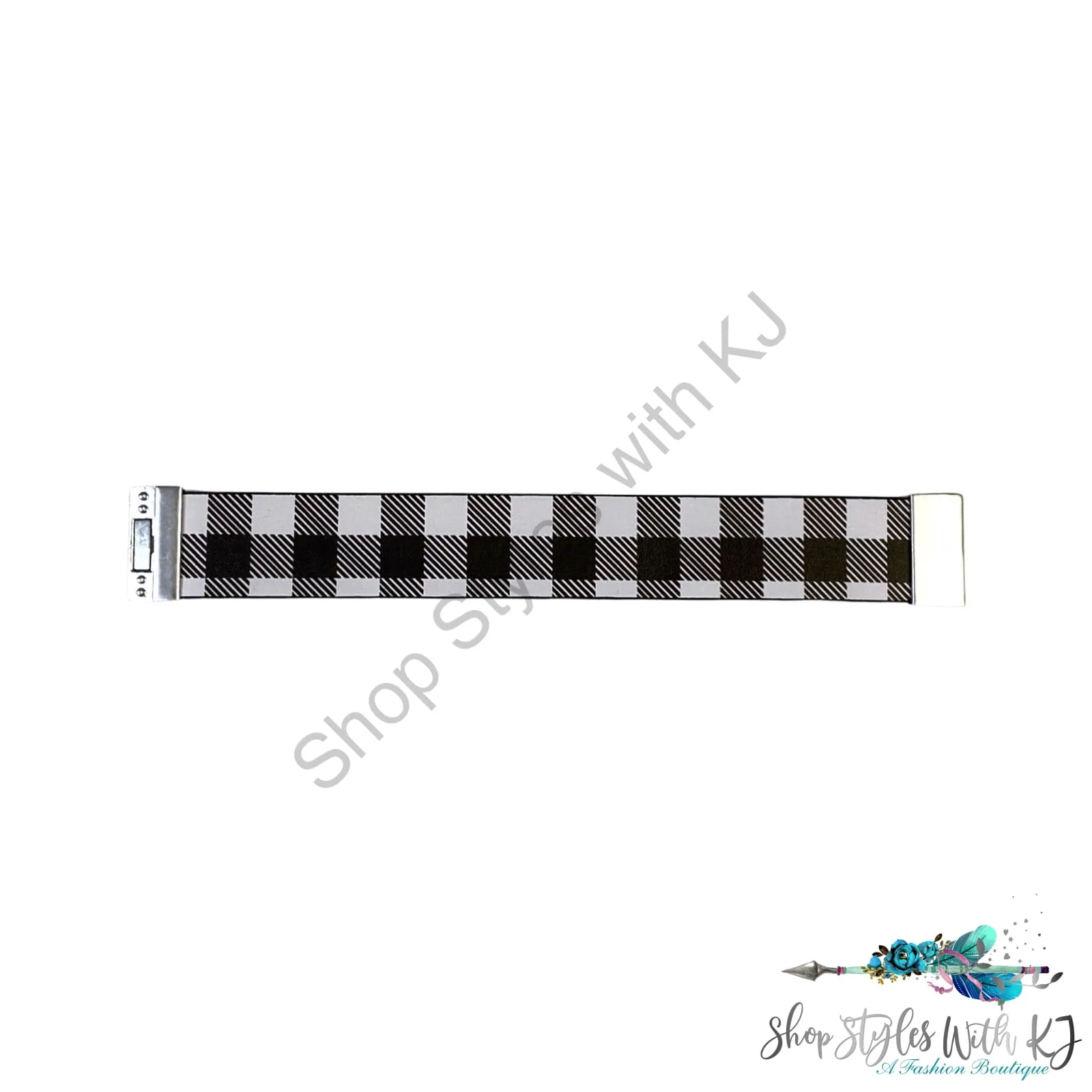 Buckle-Up White Plaid Bracelet