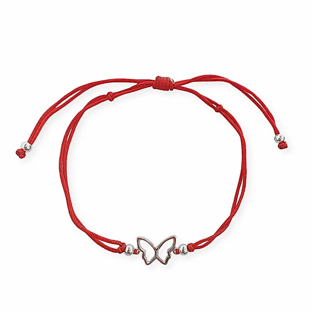 Butterfly Outline Red Thread Bracelet