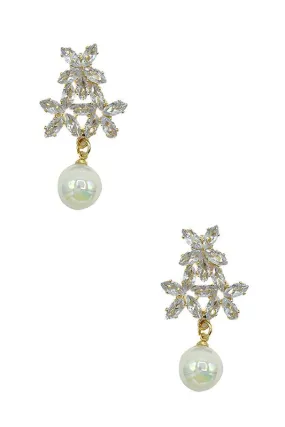 Cassius Crystal Pearl Drop Earrings