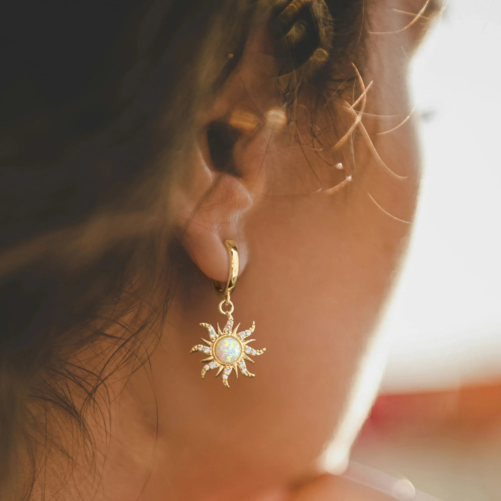 Celestial Opal Sun Drop Earrings