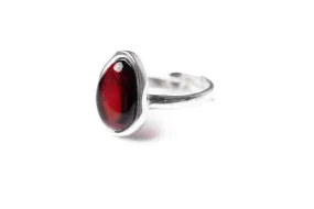 Cherry Amber ELEMENT Solitaire Adjustable Ring - Elegant Baltic Beauty Jewellery for Modern Styles