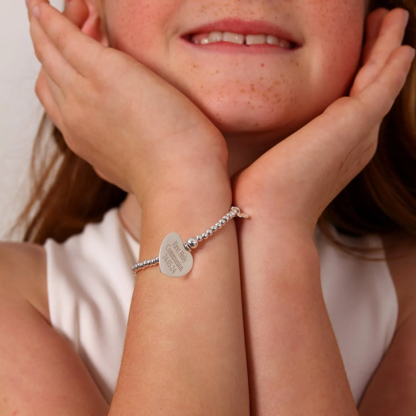 Children's Engraved Heart Token Bracelet - Sterling Silver