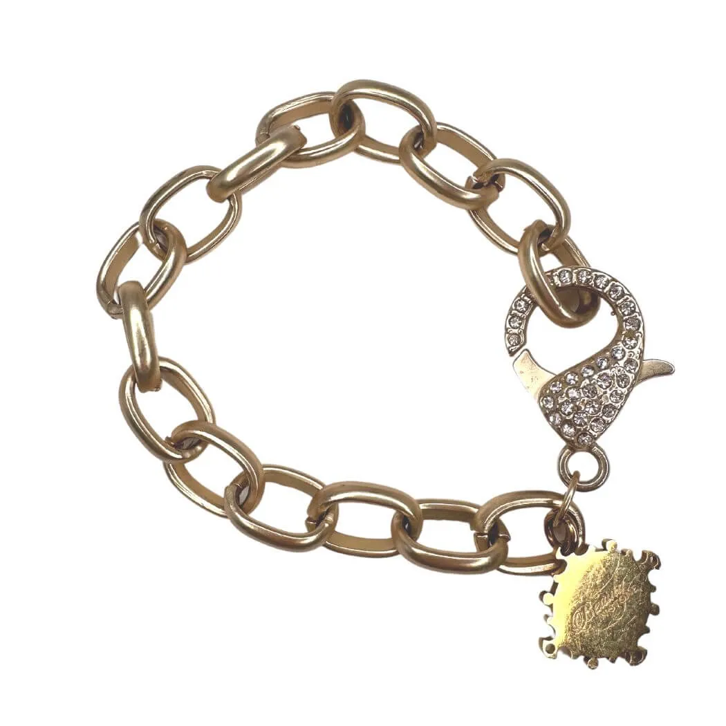 Chunky Cable Chain Bracelet With Pave Clasp