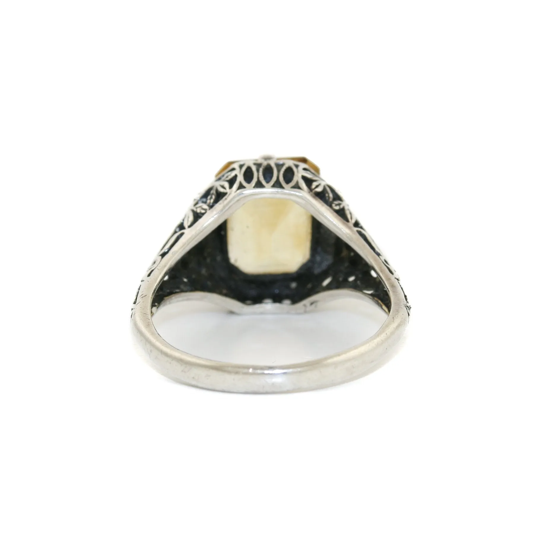 Classic 1970's Silver x Citrine Filigree Ring