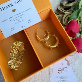 Classic Touch Gift Box with Hoop Earrings and Bangle