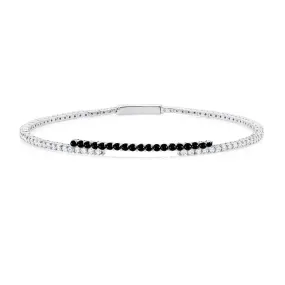 Clear and Black Bangle in Platinum