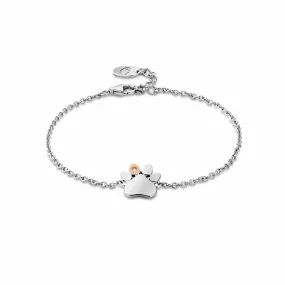 Clogau Paw Prints on My Heart Silver Single Paw Bracelet