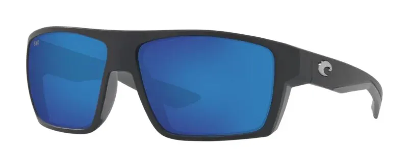 Costa Del Mar Mens Bloke Matte Black Frame - Blue Mirror 580 Glass Lens - Polarized Sunglasses