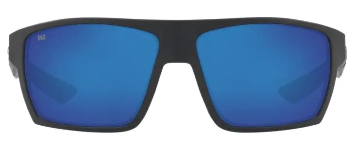 Costa Del Mar Mens Bloke Matte Black Frame - Blue Mirror 580 Glass Lens - Polarized Sunglasses