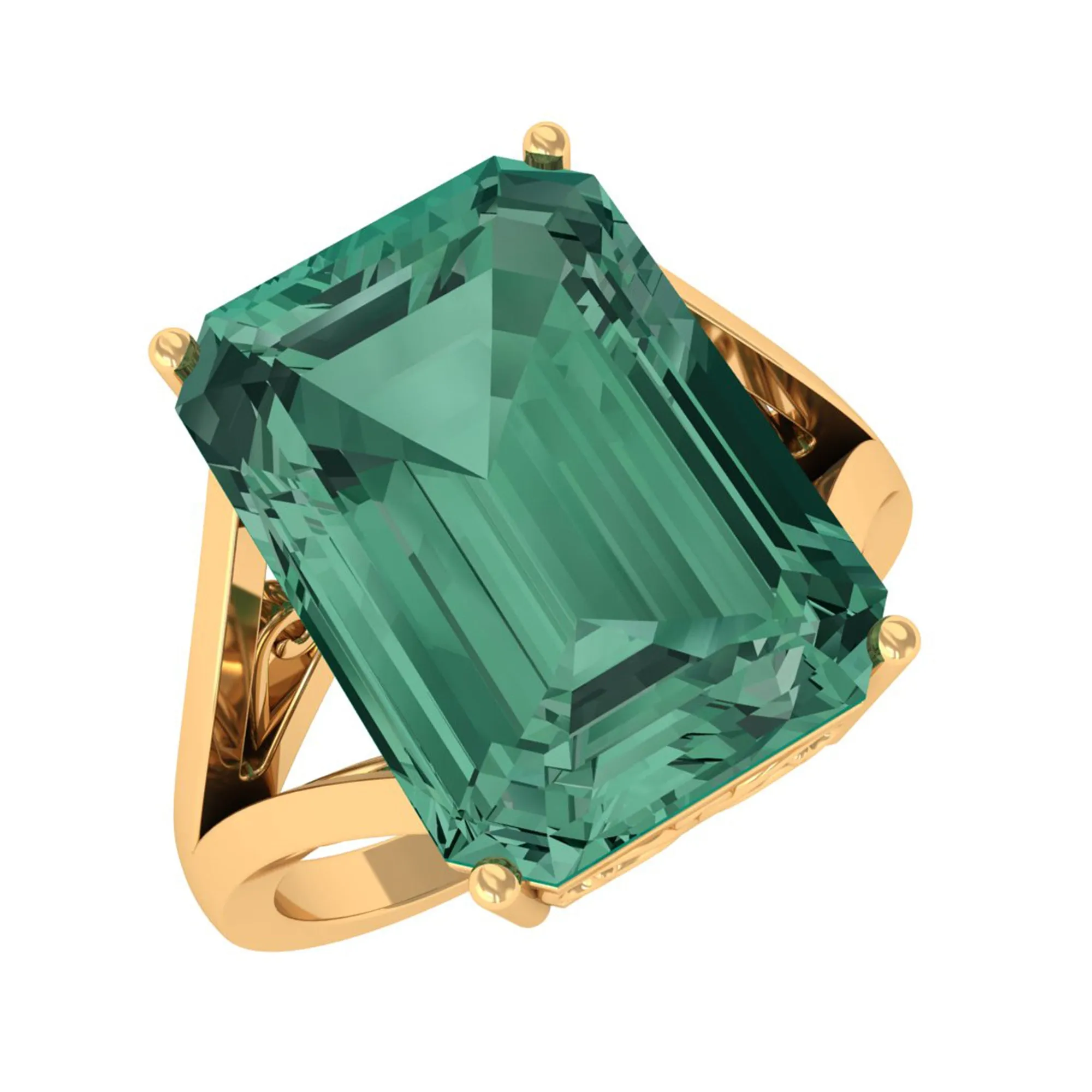 Created Green Sapphire Split Shank Engagement Ring