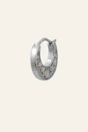 Crescent opal sterling silver huggie