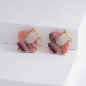 Crest pink opal lily earrings B – limited edition