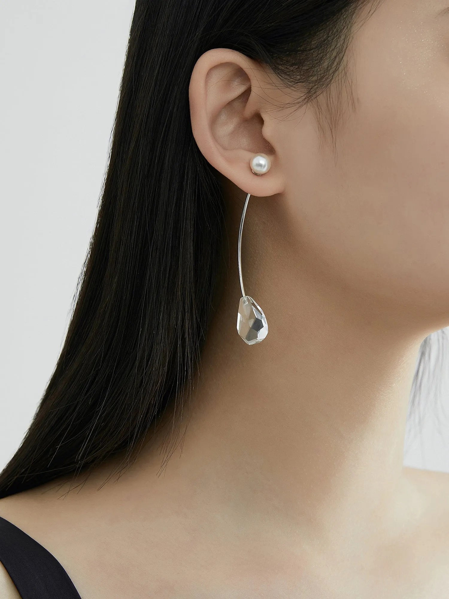 Crystal Curve Earring/Brooch