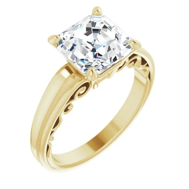 Cubic Zirconia Engagement Ring- The Aliyah Rose (Customizable Asscher Cut Solitaire)