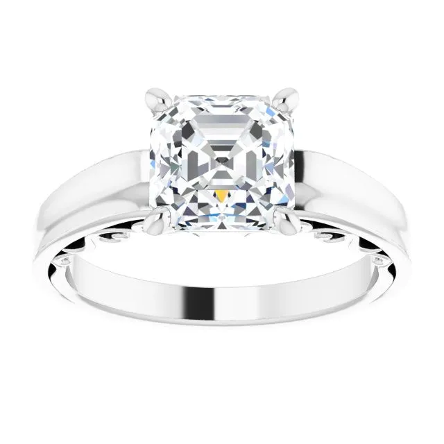 Cubic Zirconia Engagement Ring- The Aliyah Rose (Customizable Asscher Cut Solitaire)