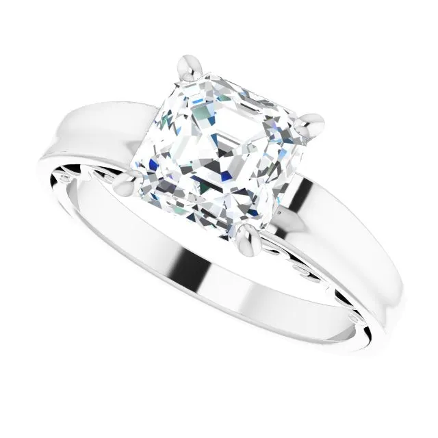 Cubic Zirconia Engagement Ring- The Aliyah Rose (Customizable Asscher Cut Solitaire)