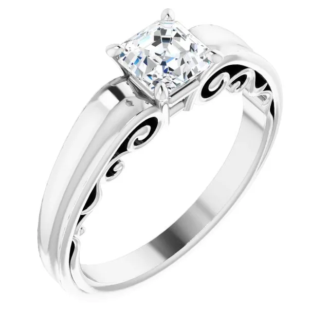 Cubic Zirconia Engagement Ring- The Aliyah Rose (Customizable Asscher Cut Solitaire)