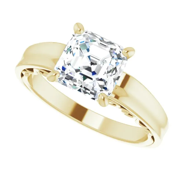 Cubic Zirconia Engagement Ring- The Aliyah Rose (Customizable Asscher Cut Solitaire)