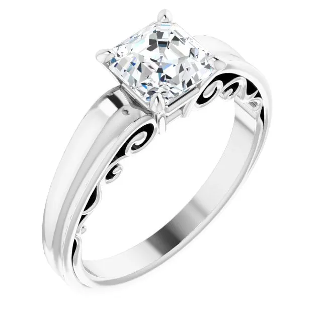 Cubic Zirconia Engagement Ring- The Aliyah Rose (Customizable Asscher Cut Solitaire)