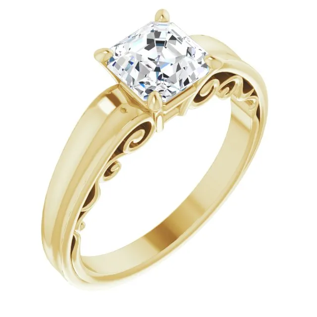 Cubic Zirconia Engagement Ring- The Aliyah Rose (Customizable Asscher Cut Solitaire)