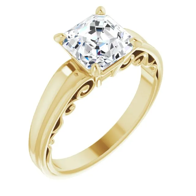 Cubic Zirconia Engagement Ring- The Aliyah Rose (Customizable Asscher Cut Solitaire)