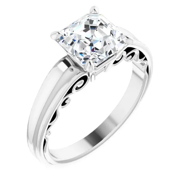 Cubic Zirconia Engagement Ring- The Aliyah Rose (Customizable Asscher Cut Solitaire)