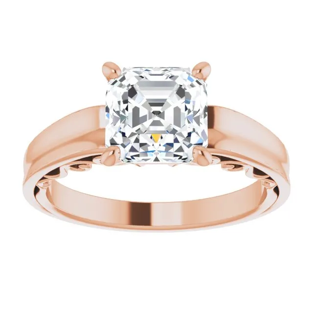 Cubic Zirconia Engagement Ring- The Aliyah Rose (Customizable Asscher Cut Solitaire)