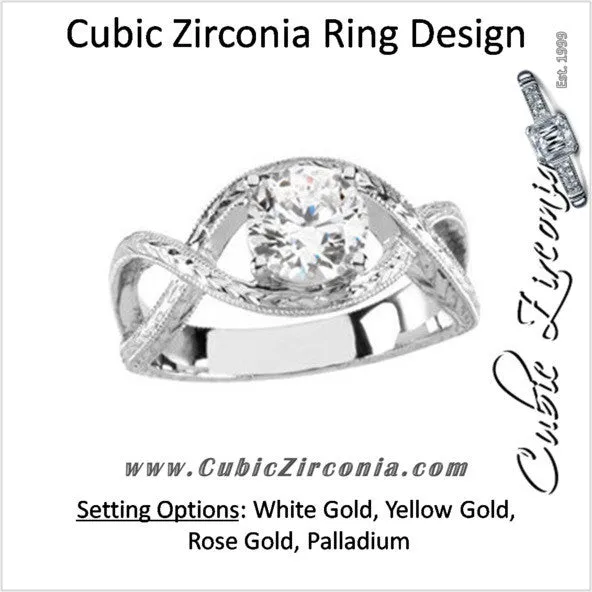 Cubic Zirconia Engagement Ring- The Anna Katherine (Round 1 Carat Solitaire with Oversized Infinity Twist Band)