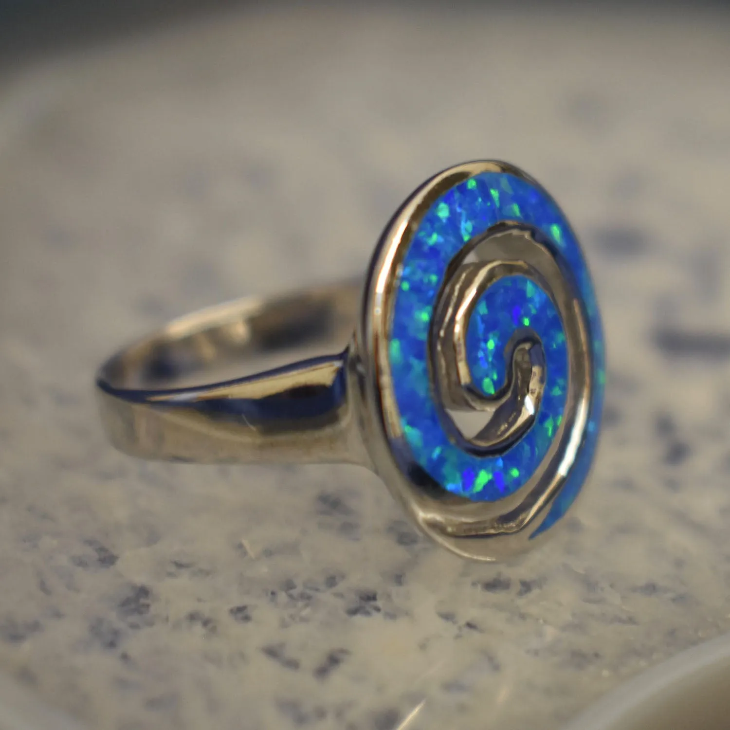 Cultured Opal Swirl Ring (925) Sterling Silver