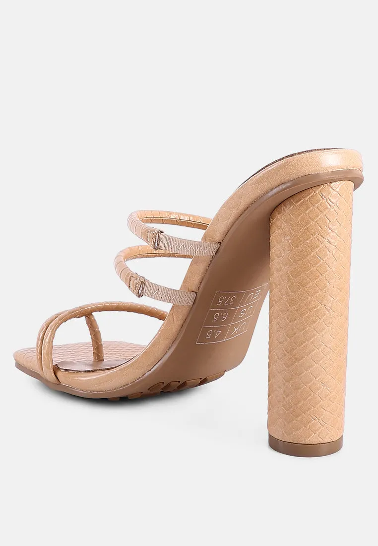 dandelion high block heeled croc sandals by London Rag