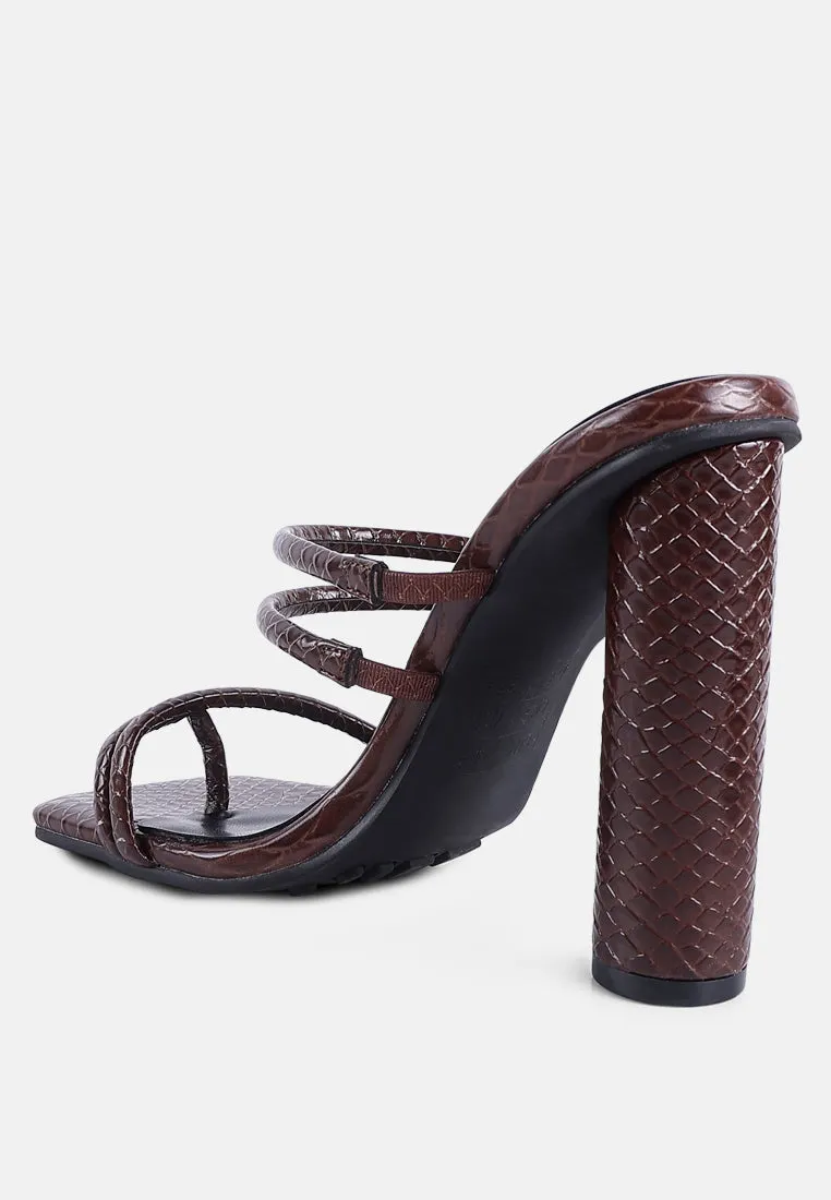 dandelion high block heeled croc sandals by London Rag