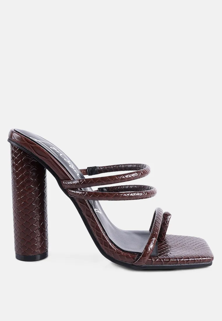 dandelion high block heeled croc sandals by London Rag