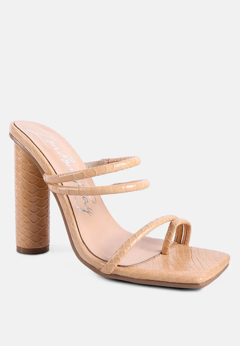 dandelion high block heeled croc sandals by London Rag