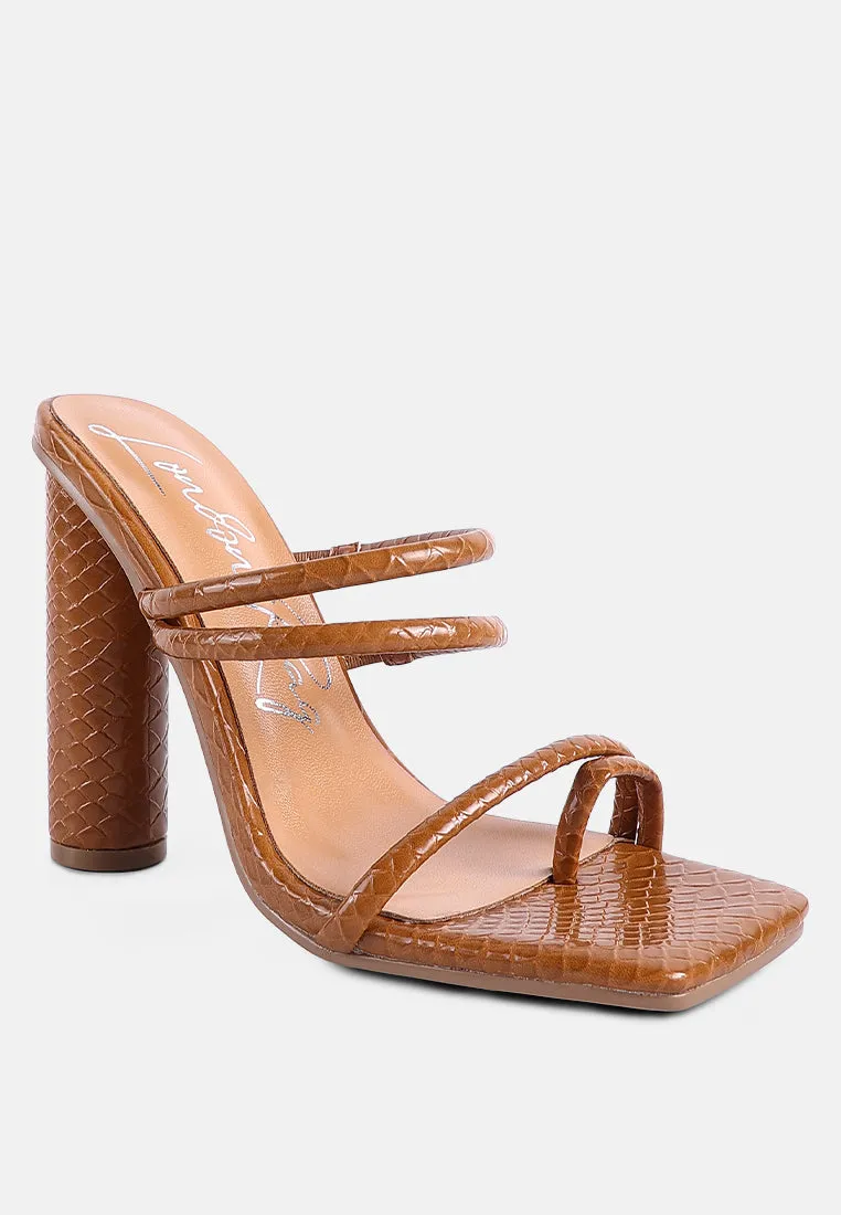 dandelion high block heeled croc sandals by London Rag