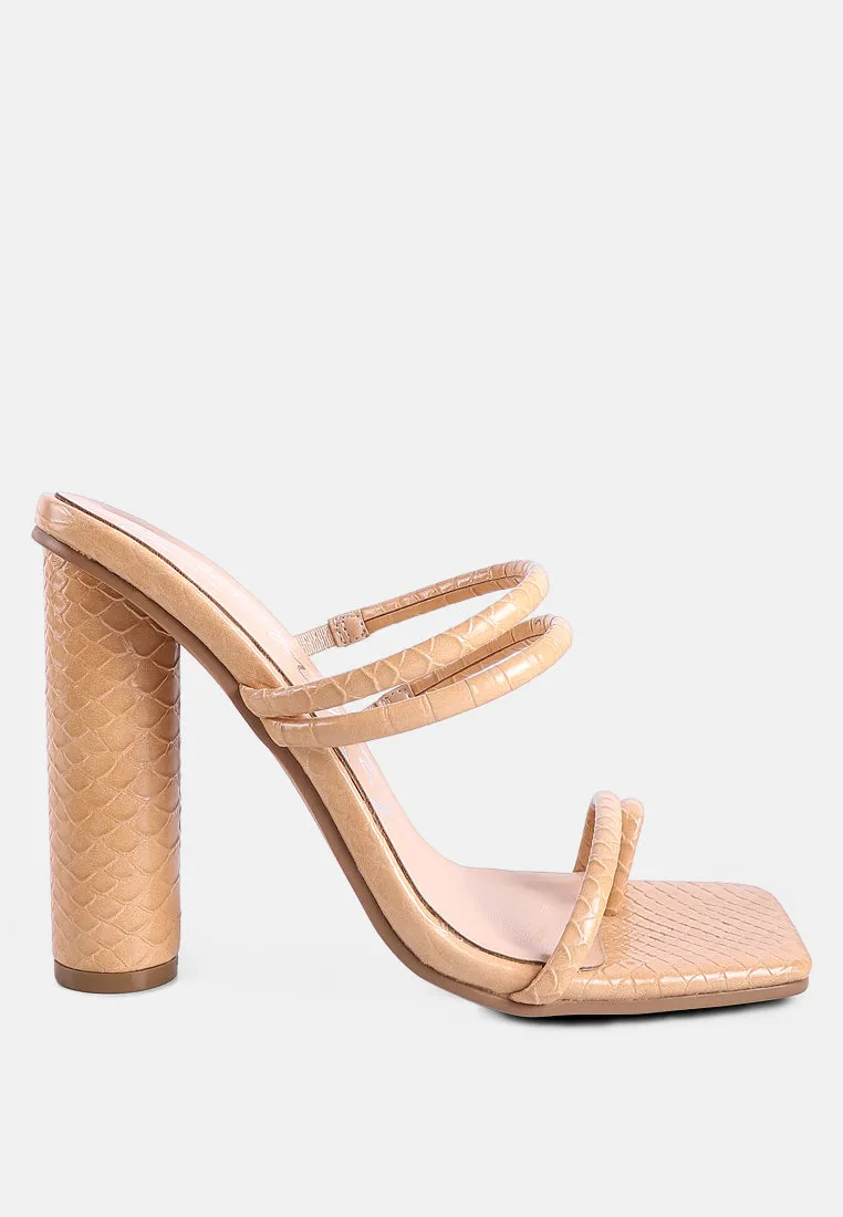 dandelion high block heeled croc sandals by London Rag