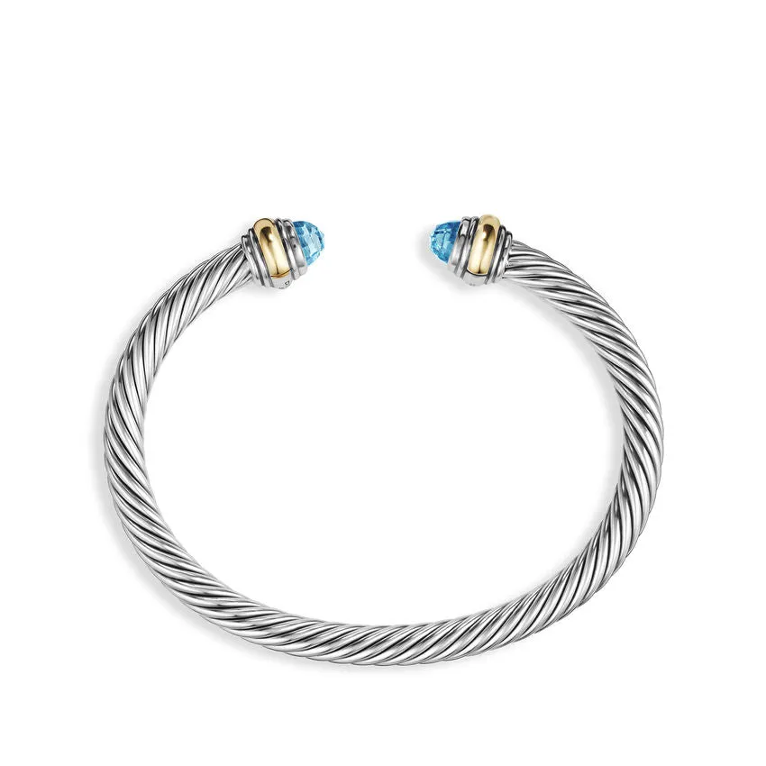 David Yurman Cable Classic Bracelet with Blue Topaz and Gold