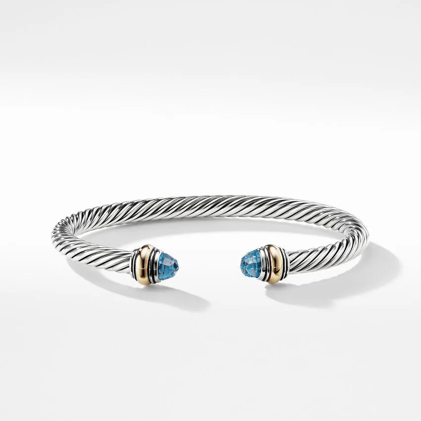 David Yurman Cable Classic Bracelet with Blue Topaz and Gold