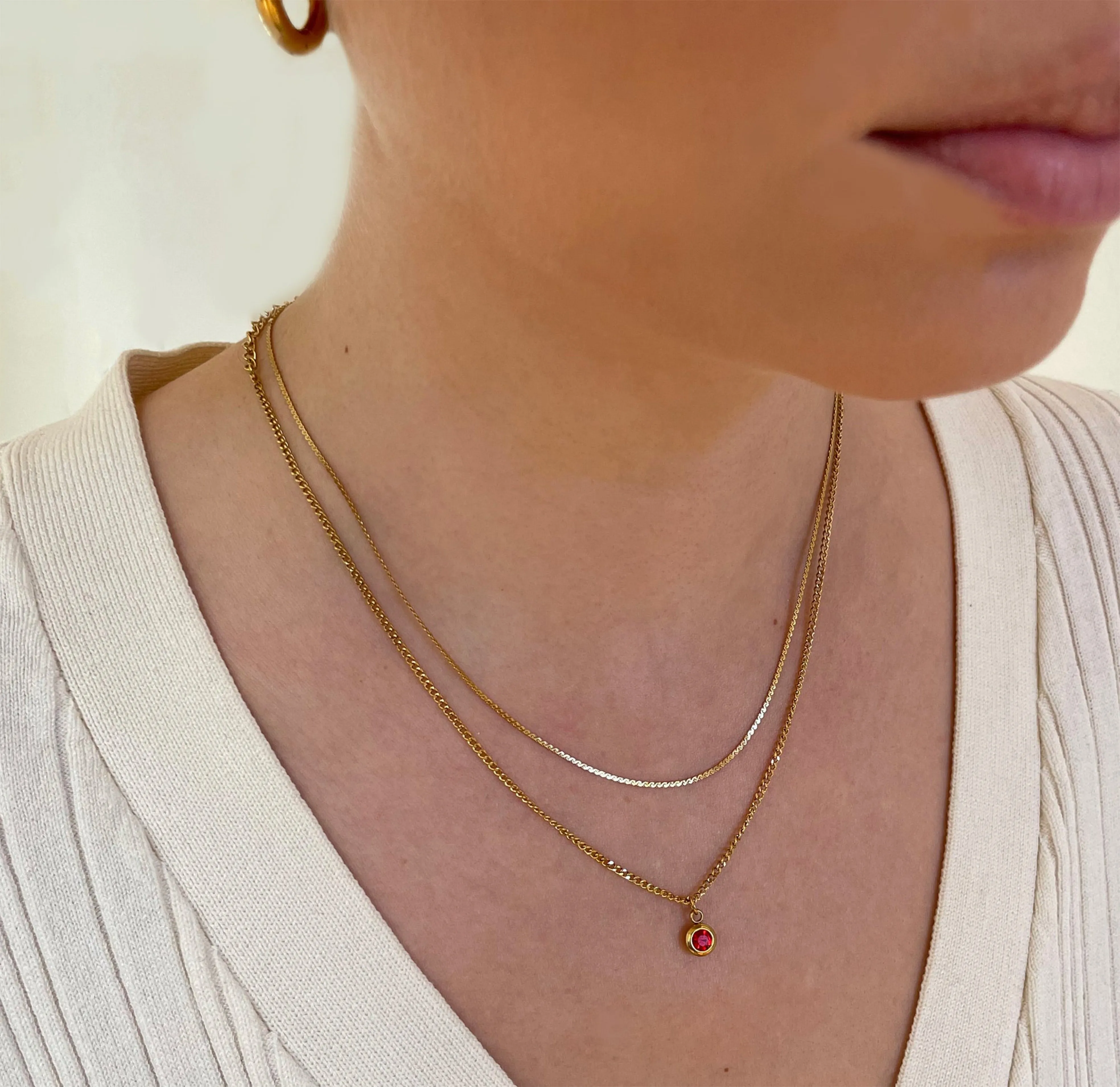 DELILAH RUBY BIRTHSTONE PENDANT NECKLACE - JULY