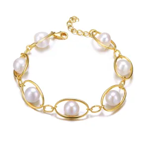 Delphine Golden Pearl Eye Bracelet 