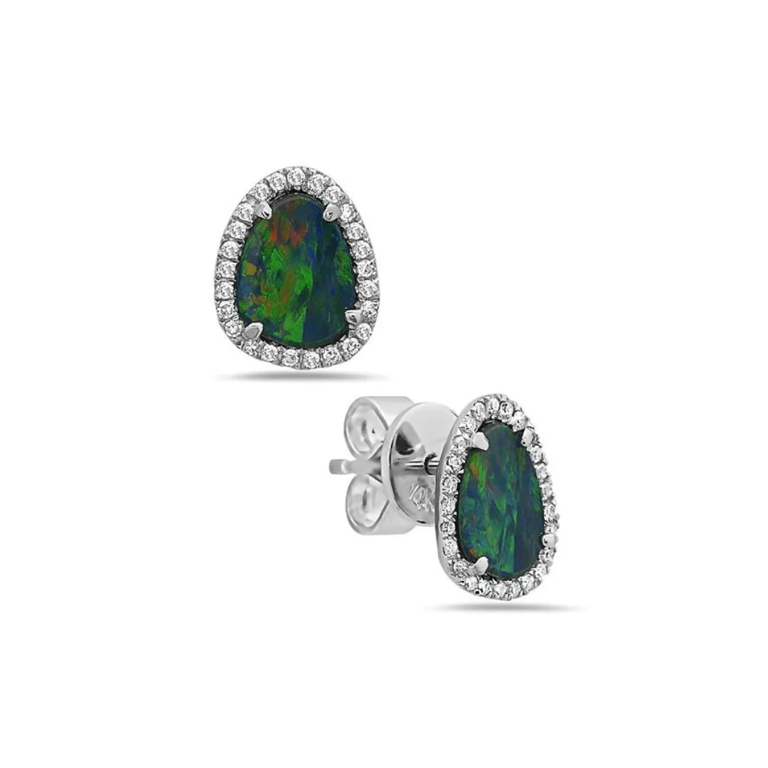 Diamond Opal Earrings