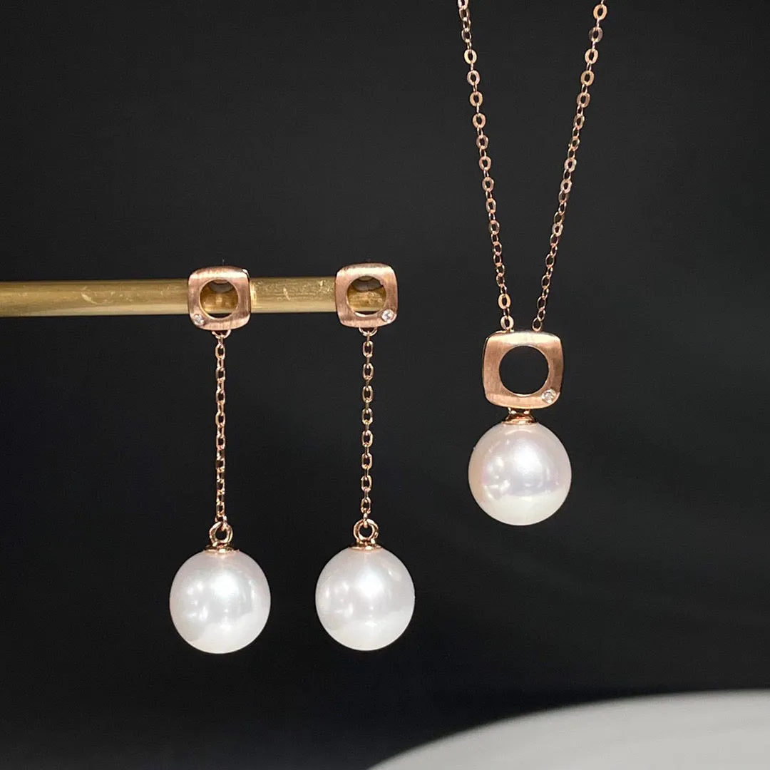 Diamond pearl earrings