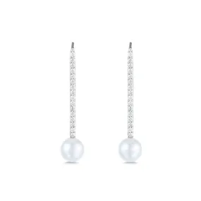 Diamond Pearl Stick Earrings