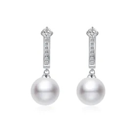 Diamond "Fortunate" Seawater Pearl Earrings