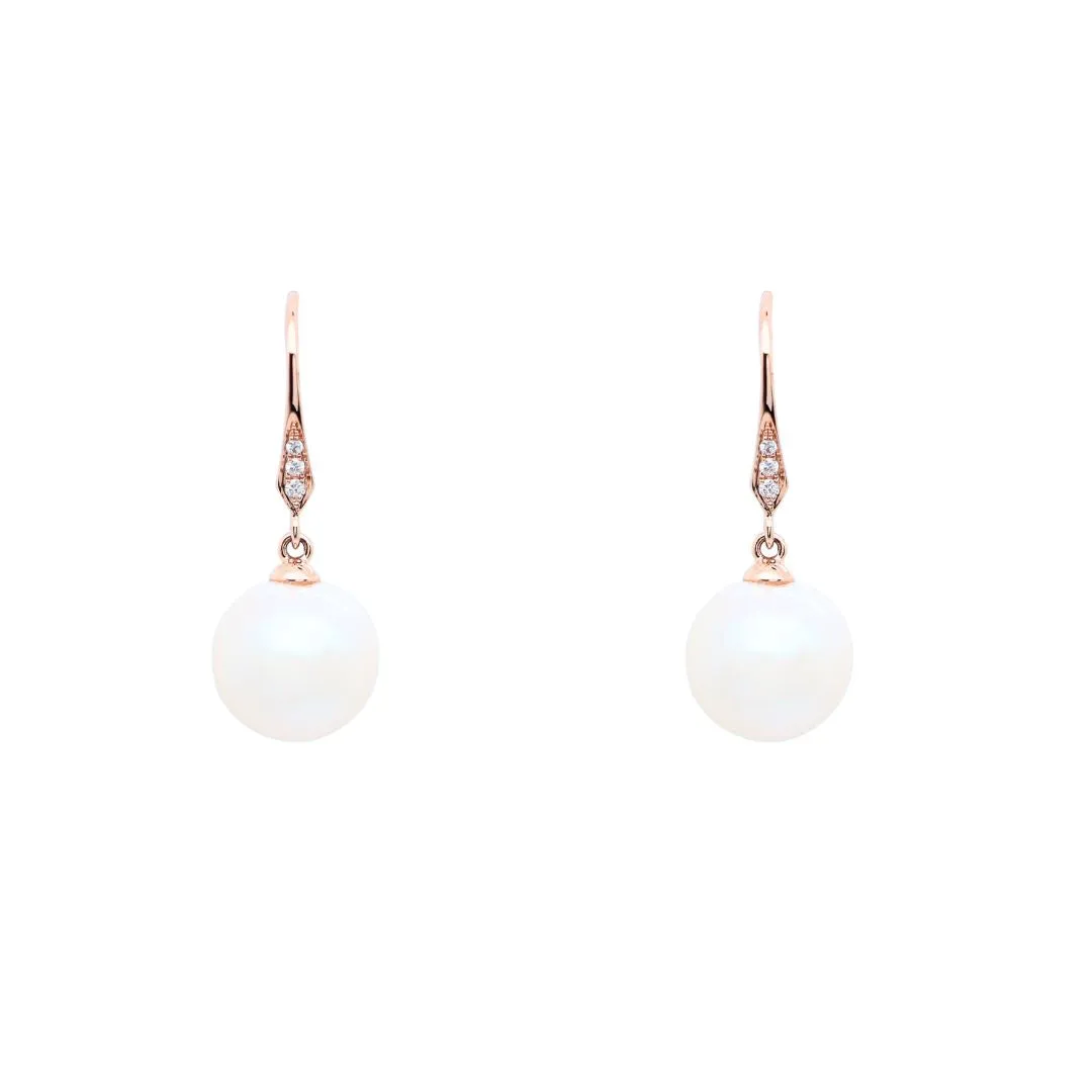 Diamond "necktie" Pearls Earrings